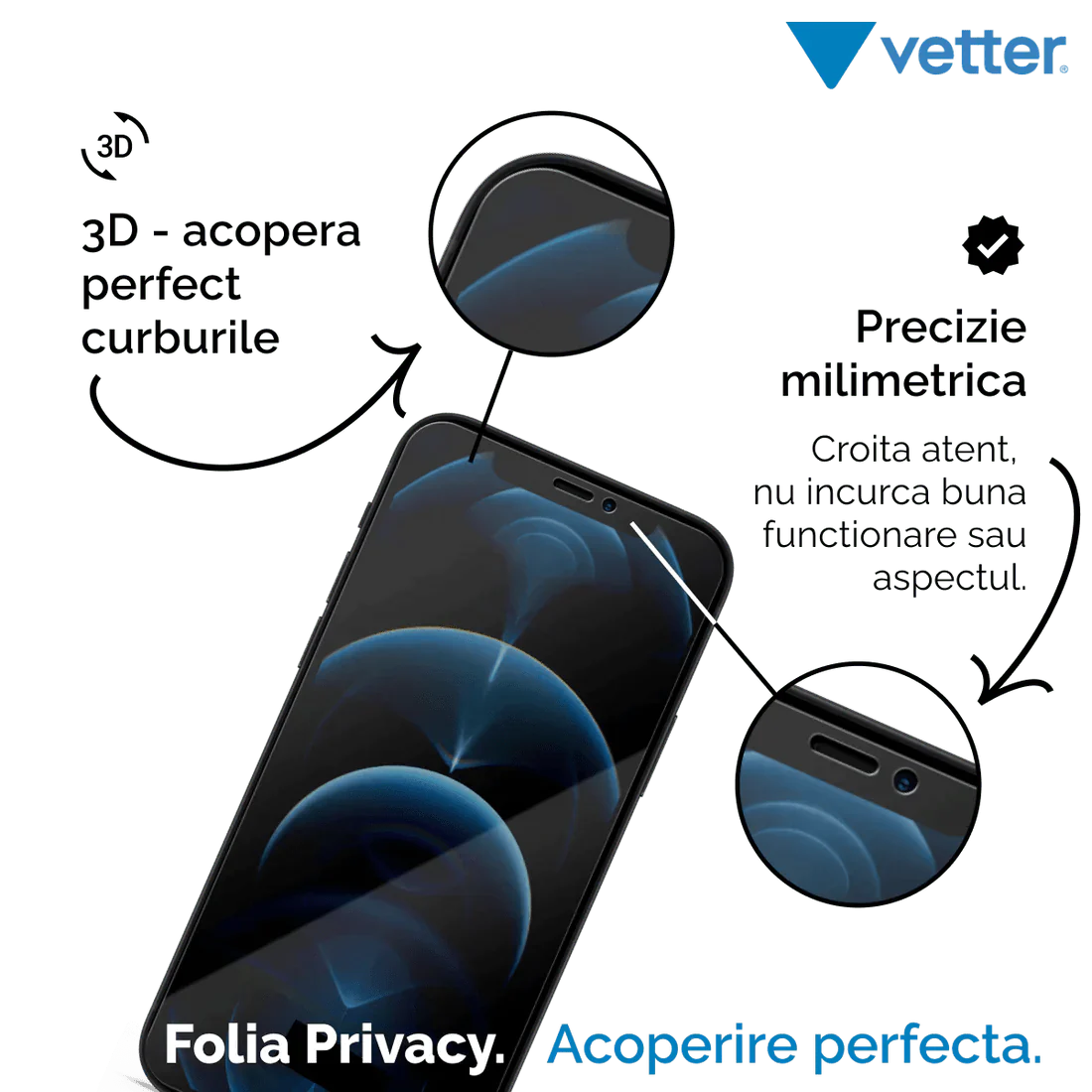 Folie iPhone 12 Mini 3D Privacy Series - mag-genius-accesorii