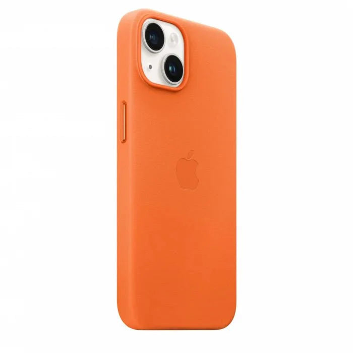 Husa compatibila cu iPhone 14 cu MagSafe, Piele - Culoare Orange