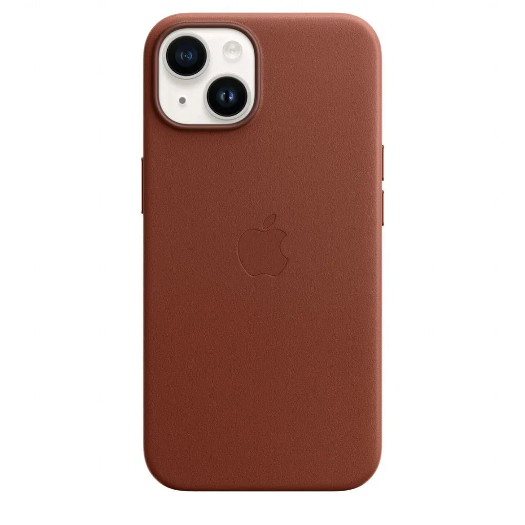 Husa compatibila cu iPhone 14, cu MagSafe, Piele - Culoare Umber