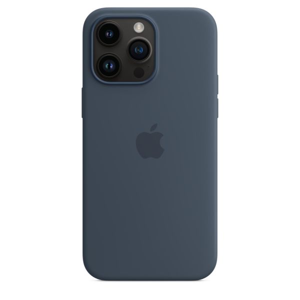 Husa compatibila cu iPhone 14 Pro Max cu MagSafe, Silicon, Storm Blue