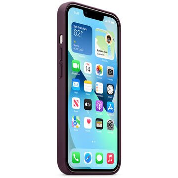 Husa de protectie cu MagSafe compatibila cu iPhone 13 Mini, Piele - Culoare Dark Cherry