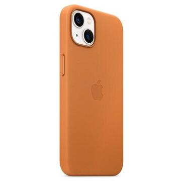 Husa de protectie cu MagSafe compatibila cu iPhone 13 Mini, Piele - Culoare Golden Brown
