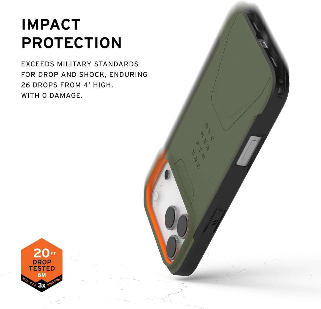 Husă iPhone 18 Pro UAG Civilian cu MagSafe, Olive
