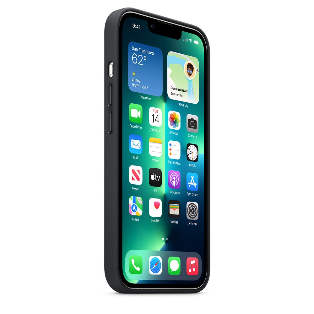 Husa compatibila cu iPhone 13 Pro cu MagSafe, Piele - Culoare Midnight