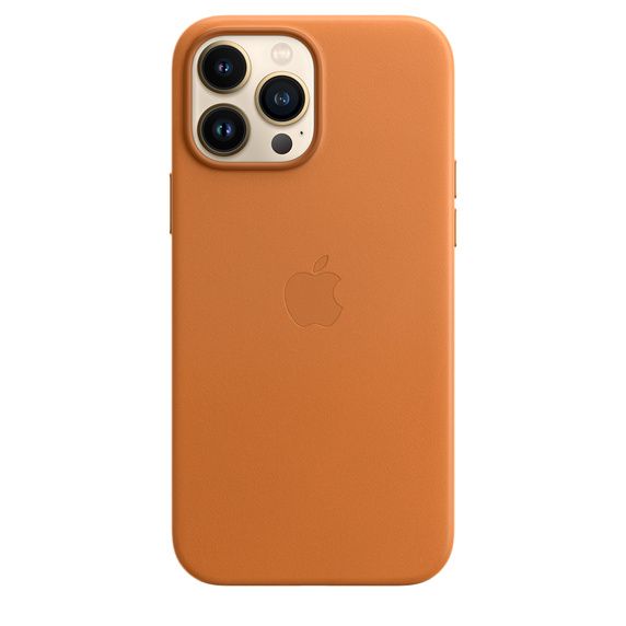 Husa compatibila cu iPhone 13 Pro Max MagSafe, Piele -Golden Brown