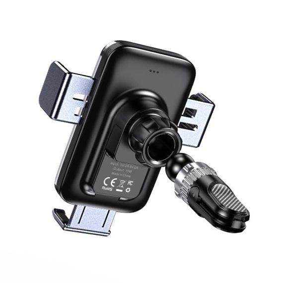 Suport Auto cu incarcare Wireless, 10W, cu cleme laterale, montaj Grila/Bord, brat ajustabil,