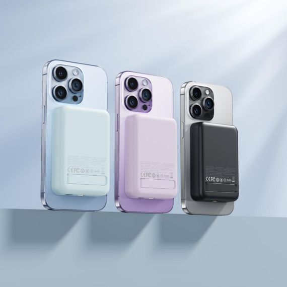 Baterie Externa, PowerBank Wireless 15W+PD20W, Magnetica, Suport Stand, 10000mAh, Fast Charge, WHITE
