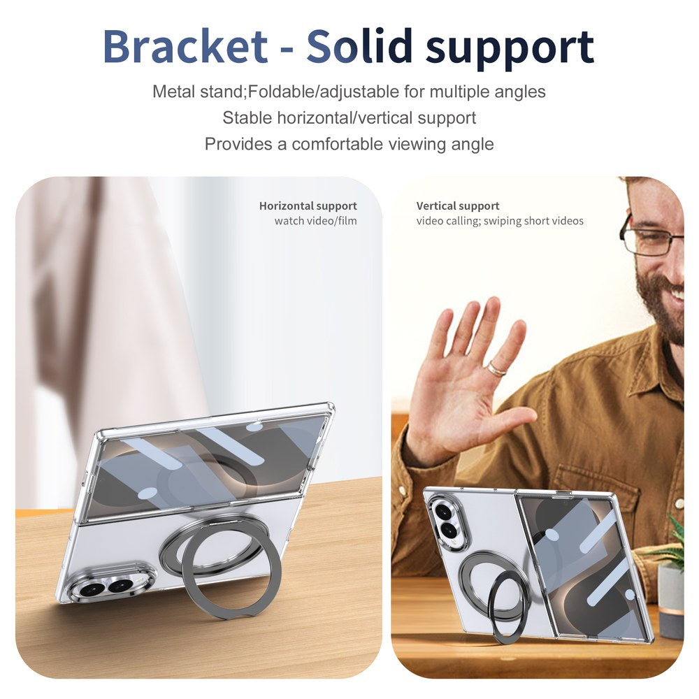 Husă Samsung Z Fold 8 MagRing integrală, Clear/Black