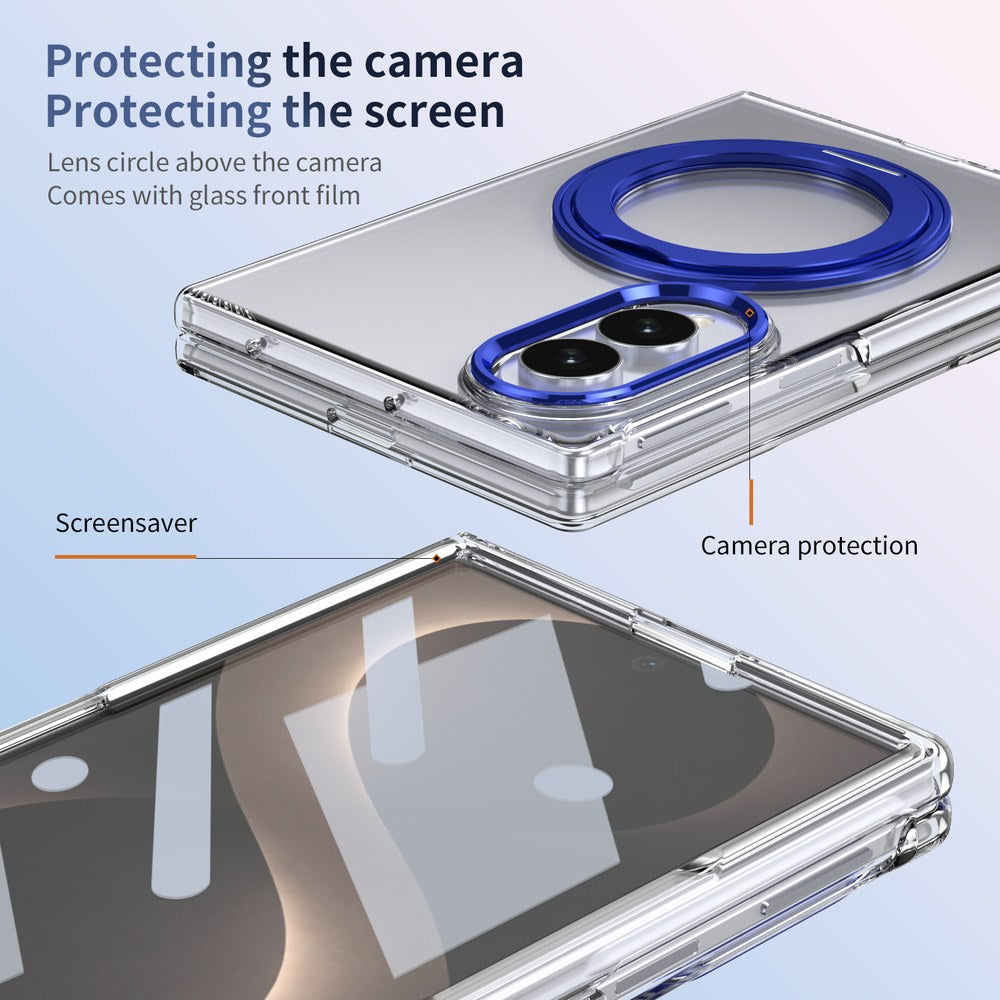 Husă Samsung Z Fold 8 MagRing integrală, Clear/Blue