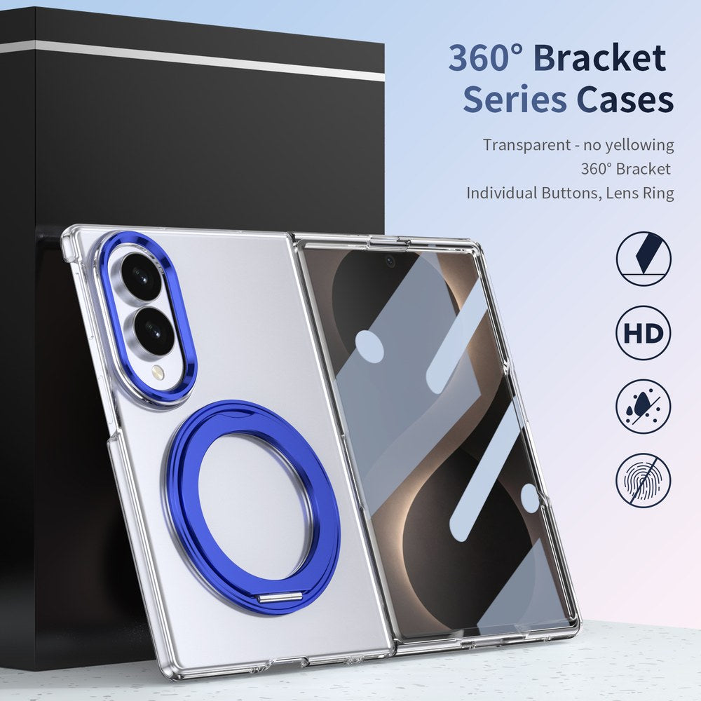 Husă Samsung Z Fold 8 MagRing integrală, Clear/Blue