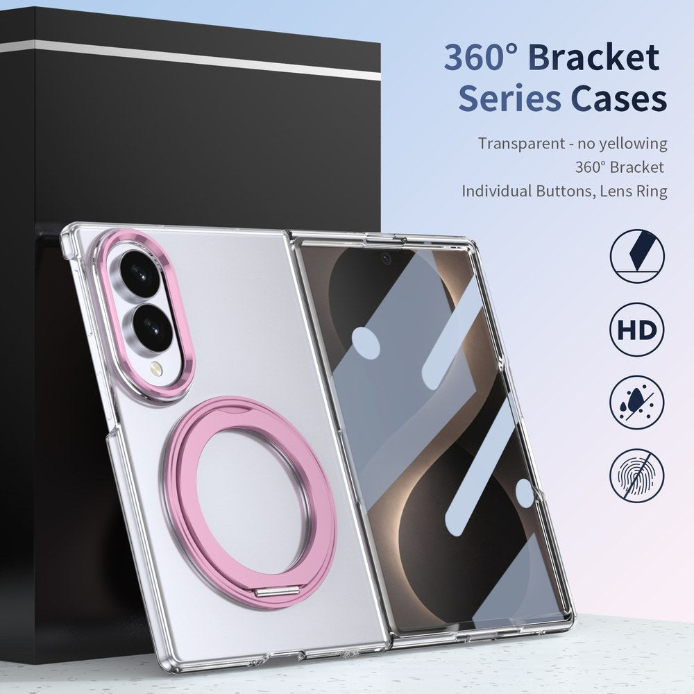 Husă Samsung Z Fold 8 MagRing integrală, Clear/Pink