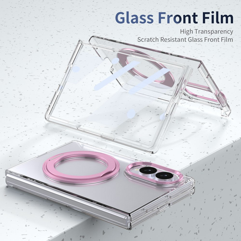 Husă Samsung Z Fold 8 MagRing integrală, Clear/Pink
