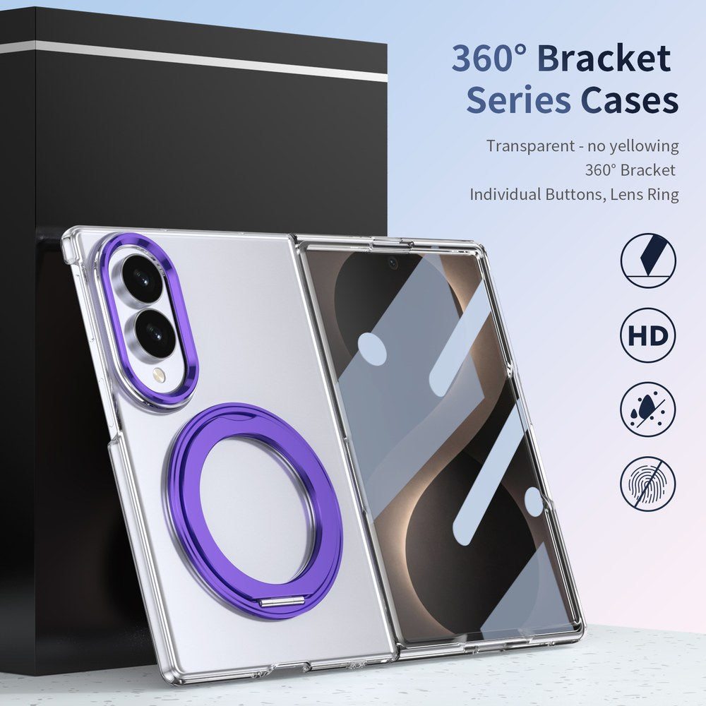Husă Samsung Z Fold 8 MagRing integrală, Clear/Purple