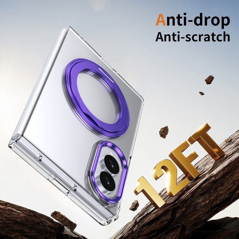 Husă Samsung Z Fold 8 MagRing integrală, Clear/Purple