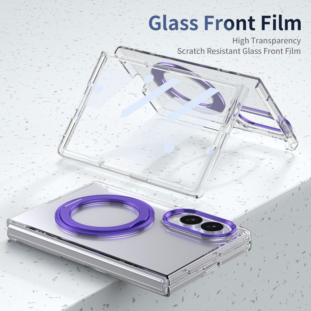 Husă Samsung Z Fold 8 MagRing integrală, Clear/Purple