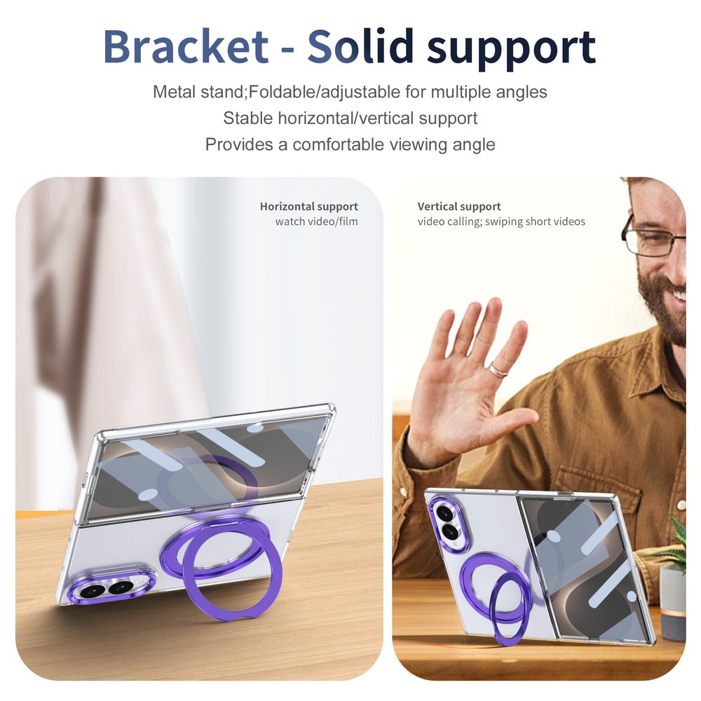 Husă Samsung Z Fold 8 MagRing integrală, Clear/Purple