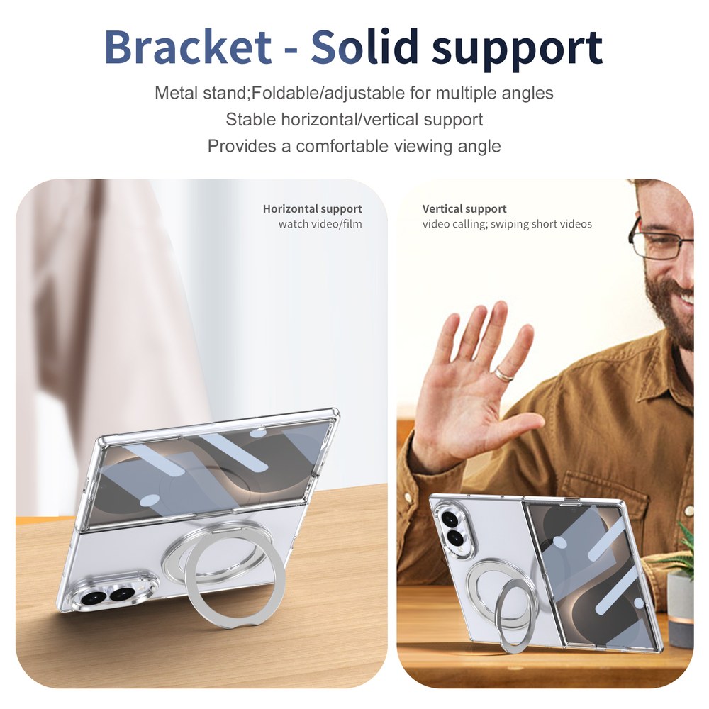 Husă Samsung Z Fold 8 MagRing integrală, Clear/Silver