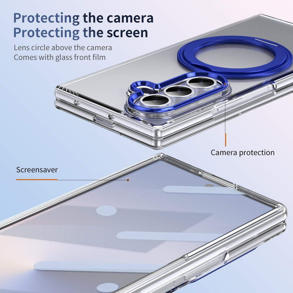 Husă Samsung Z Fold 8 Ultra MagRing integrală, Clear/Blue