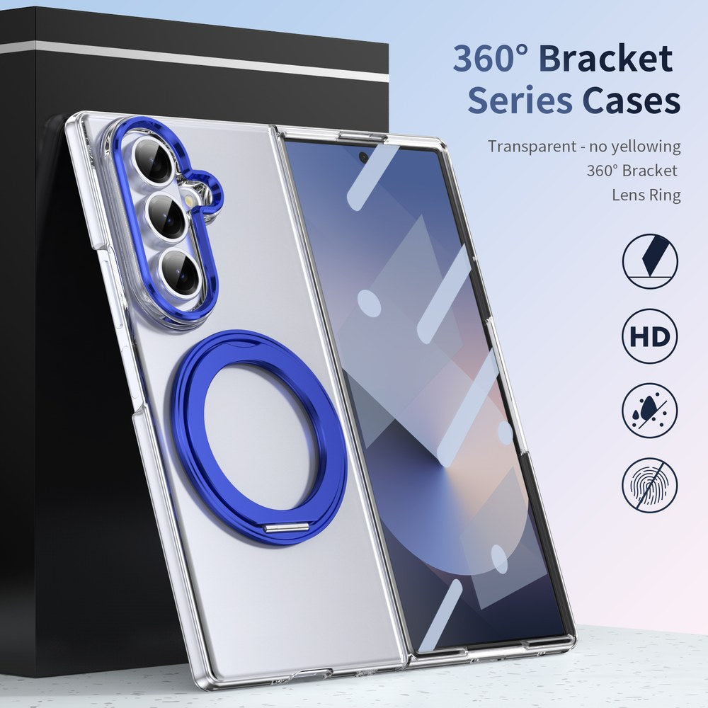 Husă Samsung Z Fold 8 Ultra MagRing integrală, Clear/Blue