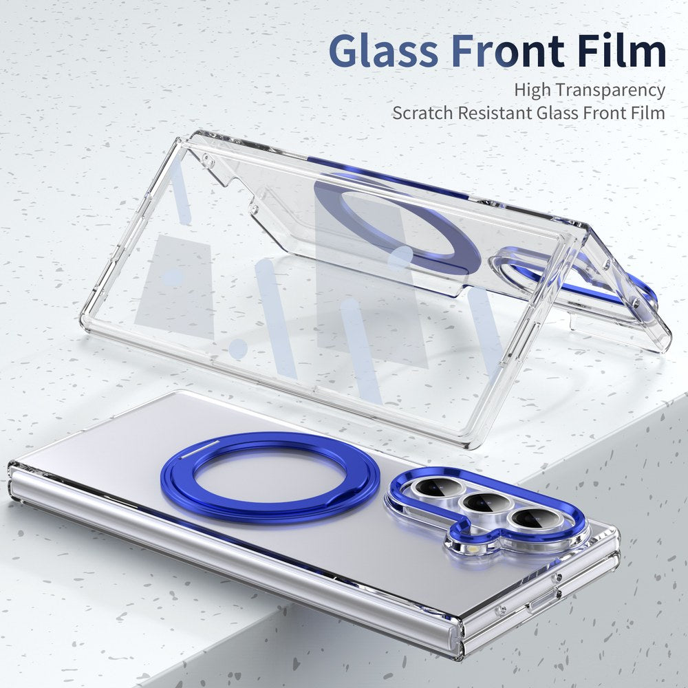 Husă Samsung Z Fold 8 Ultra MagRing integrală, Clear/Blue