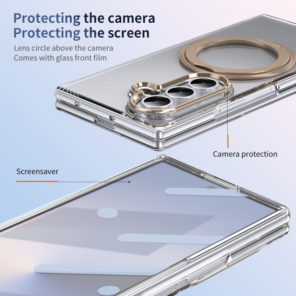 Husă Samsung Z Fold 8 Ultra MagRing integrală, Clear/Desert Gold