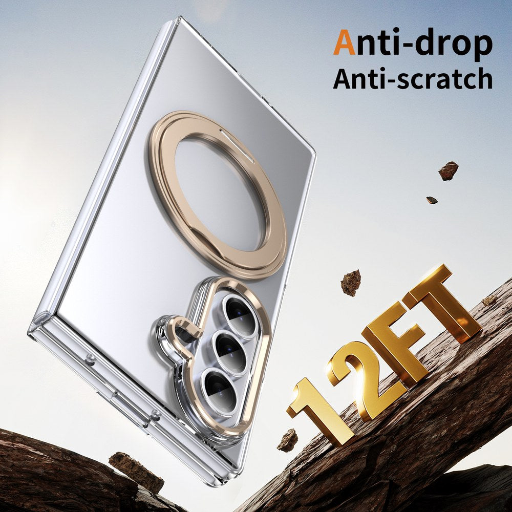 Husă Samsung Z Fold 8 Ultra MagRing integrală, Clear/Desert Gold
