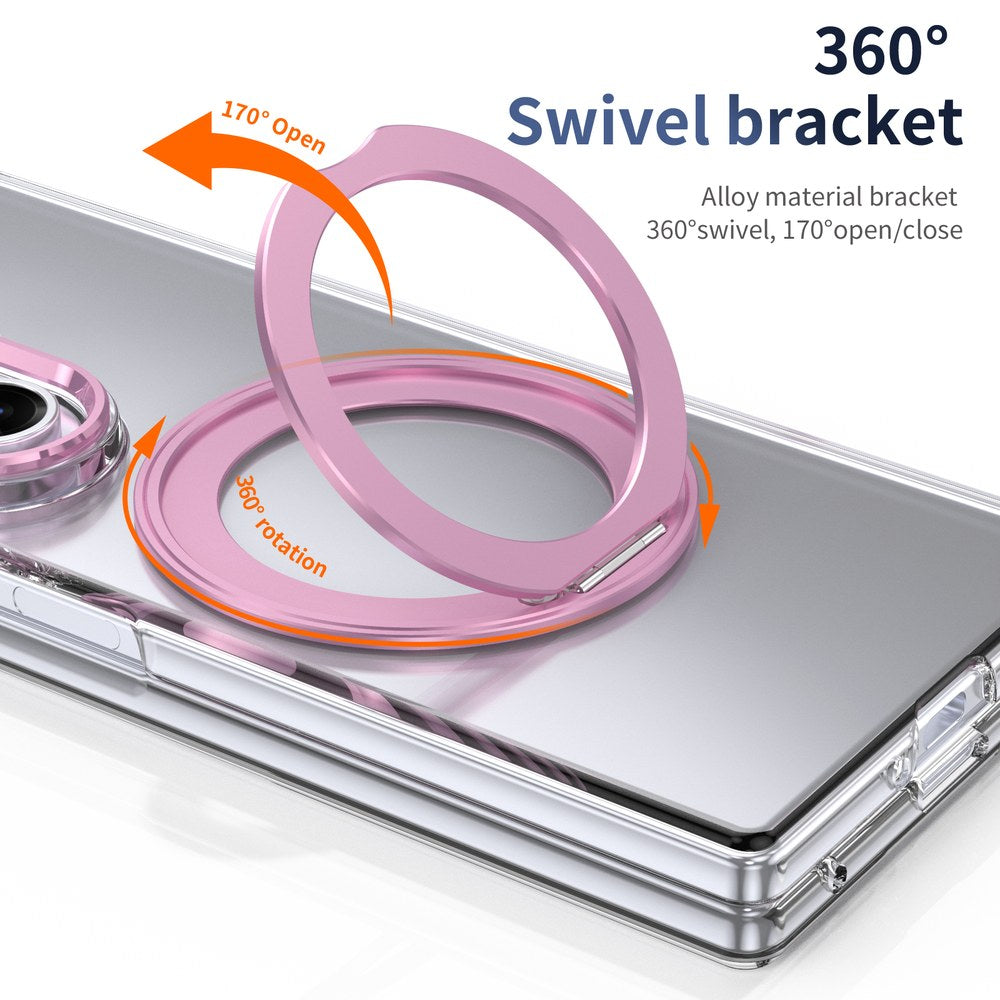 Husă Samsung Z Fold 8 Ultra MagRing integrală, Clear/Pink