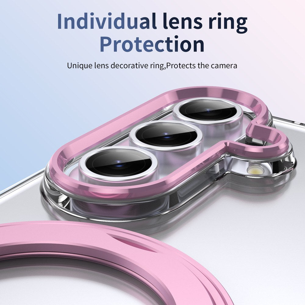 Husă Samsung Z Fold 8 Ultra MagRing integrală, Clear/Pink