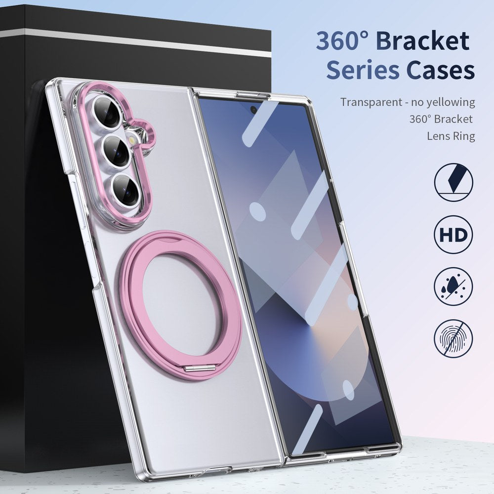 Husă Samsung Z Fold 8 Ultra MagRing integrală, Clear/Pink