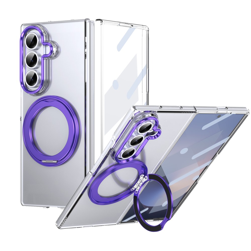 Husă Samsung Z Fold 8 Ultra MagRing integrală, Clear/Purple