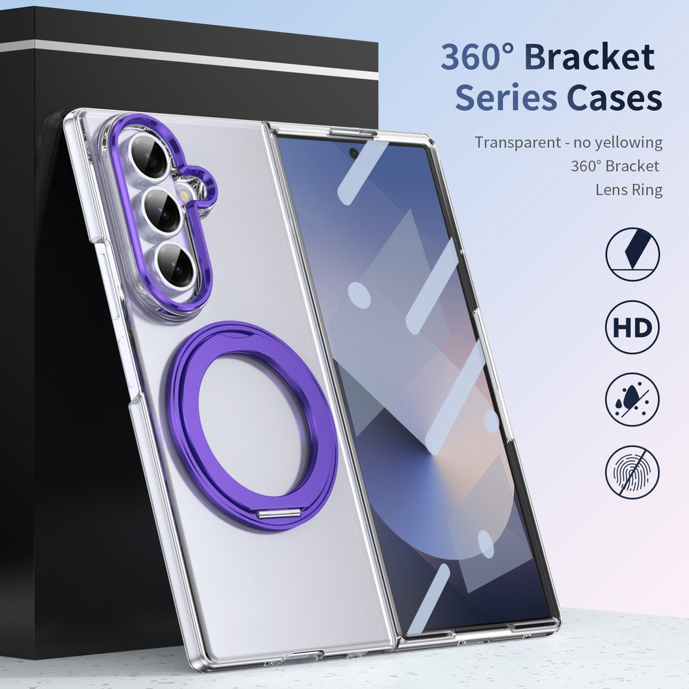 Husă Samsung Z Fold 8 Ultra MagRing integrală, Clear/Purple