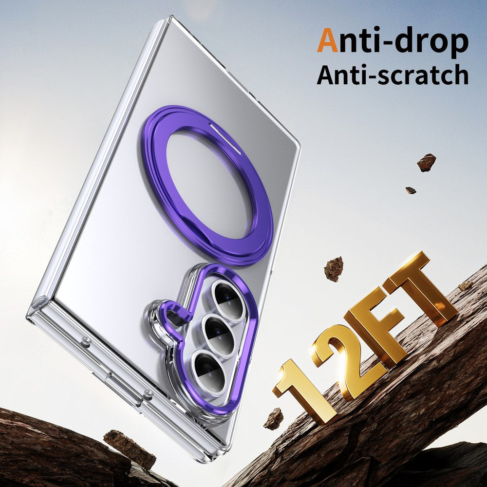 Husă Samsung Z Fold 8 Ultra MagRing integrală, Clear/Purple