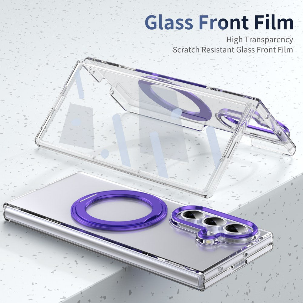 Husă Samsung Z Fold 8 Ultra MagRing integrală, Clear/Purple