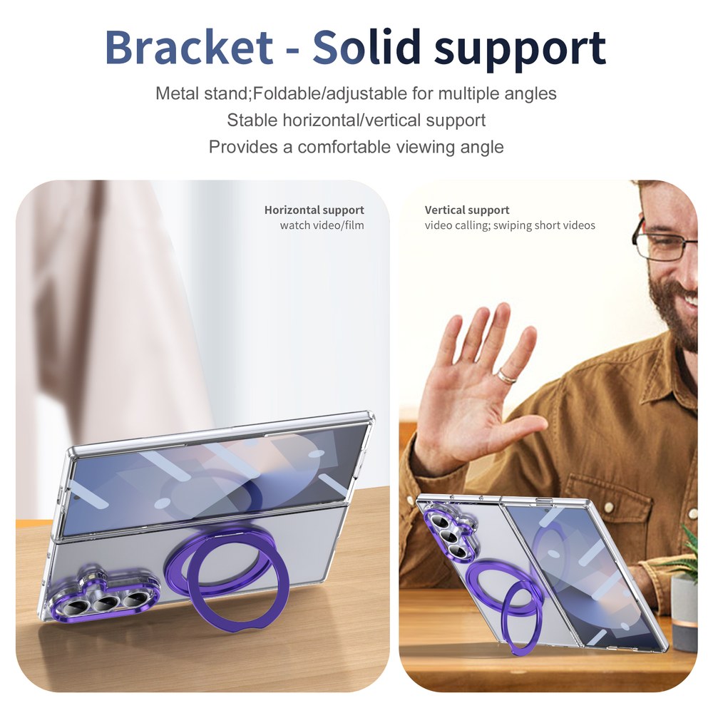 Husă Samsung Z Fold 8 Ultra MagRing integrală, Clear/Purple