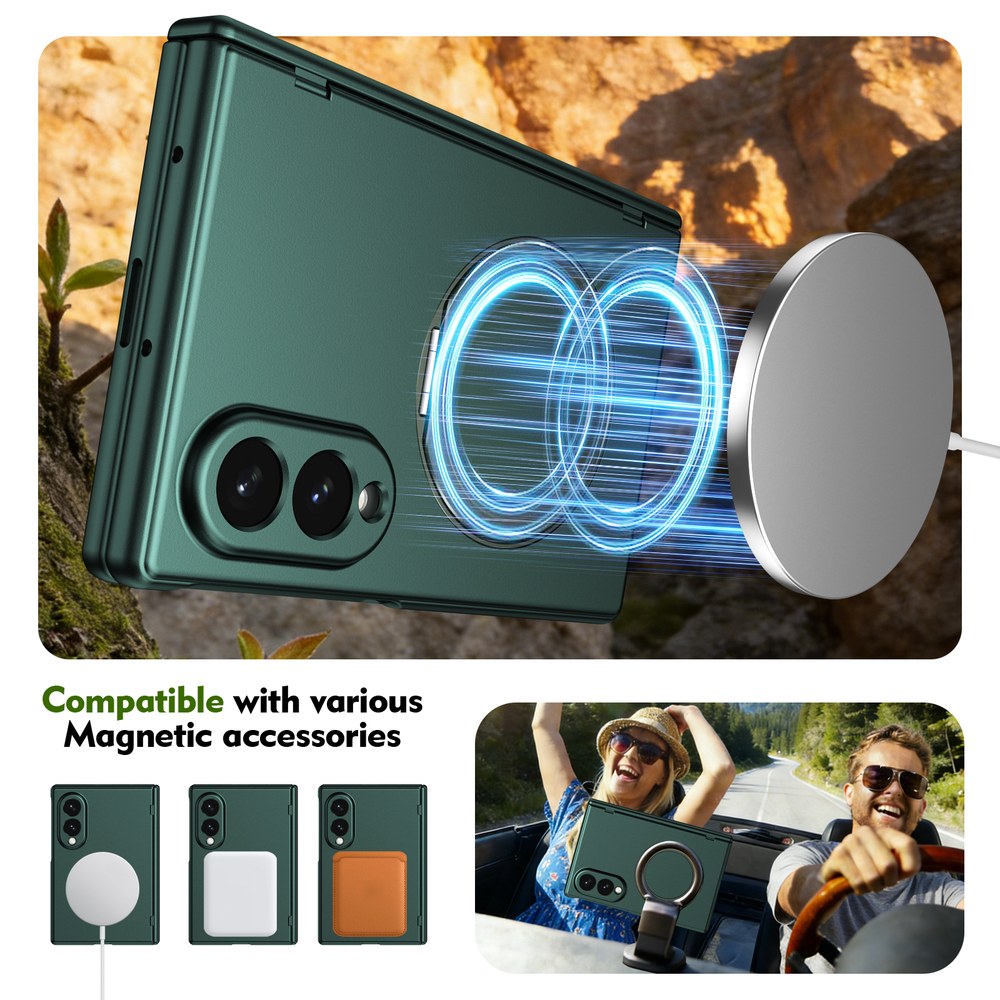 Husă Samsung Z Fold 8 MagRing integrală Frosted, Green