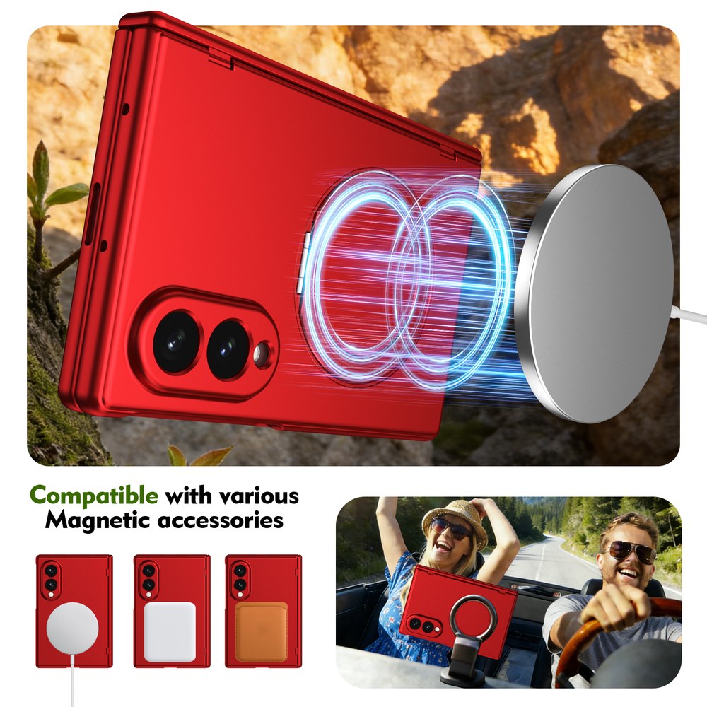 Husă Samsung Z Fold 8 MagRing integrală Frosted, Red