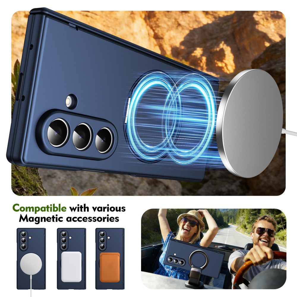 Husă Samsung Z Fold 8 Ultra MagRing integrală Frosted, Blue