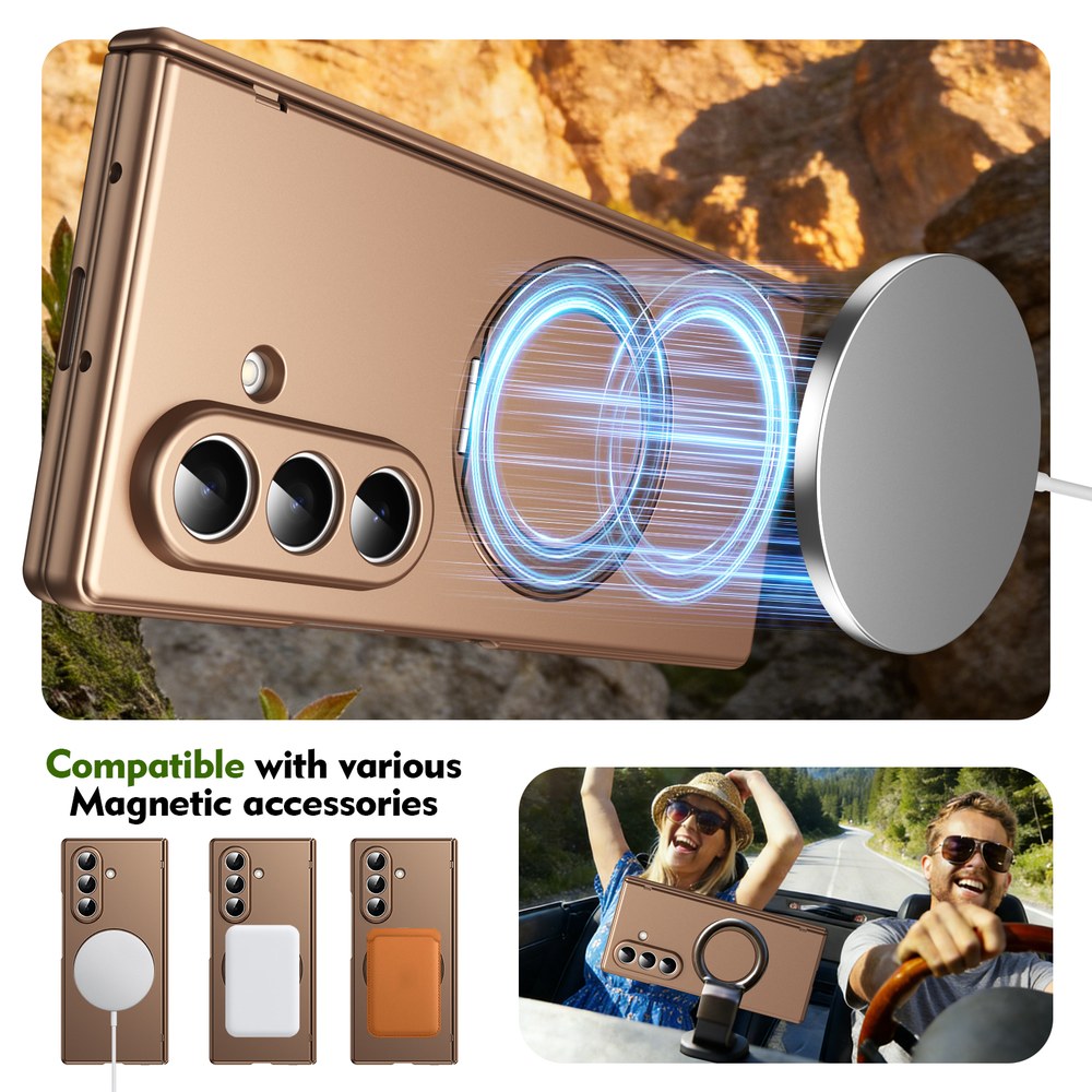 Husă Samsung Z Fold 8 Ultra MagRing integrală Frosted, Gold