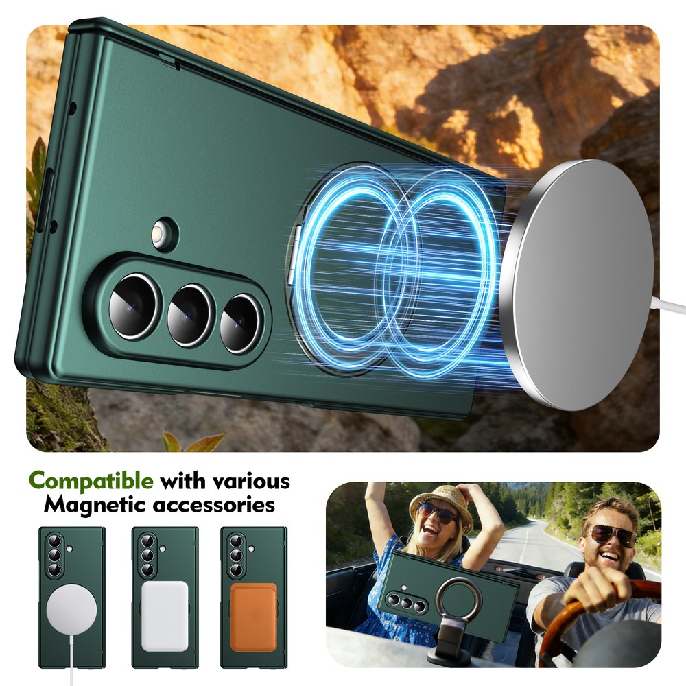 Husă Samsung Z Fold 8 Ultra MagRing integrală Frosted, Green