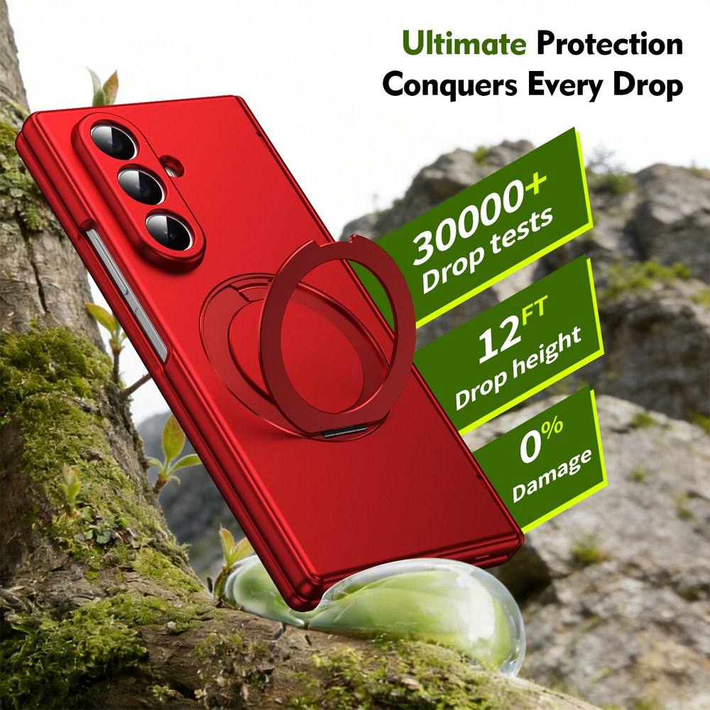 Husă Samsung Z Fold 8 Ultra MagRing integrală Frosted, Red