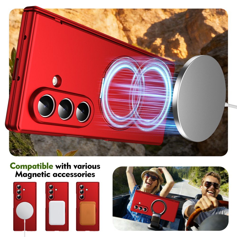 Husă Samsung Z Fold 8 Ultra MagRing integrală Frosted, Red