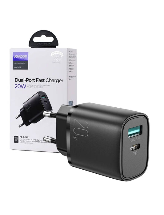 Joyroom (L-QP2011) | Incarcator retea, 20W, Dual USB, QC3.0+PD | BLACK - mag-genius-accesorii